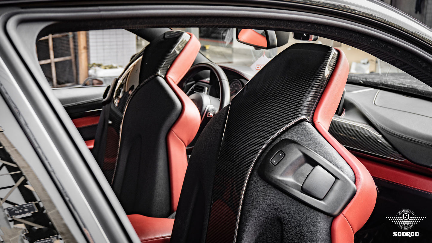 SQ Dry Carbon Fiber - OEM Style 4-PCS Sticky Backrest [BMW M3 F80 | M4 F82]