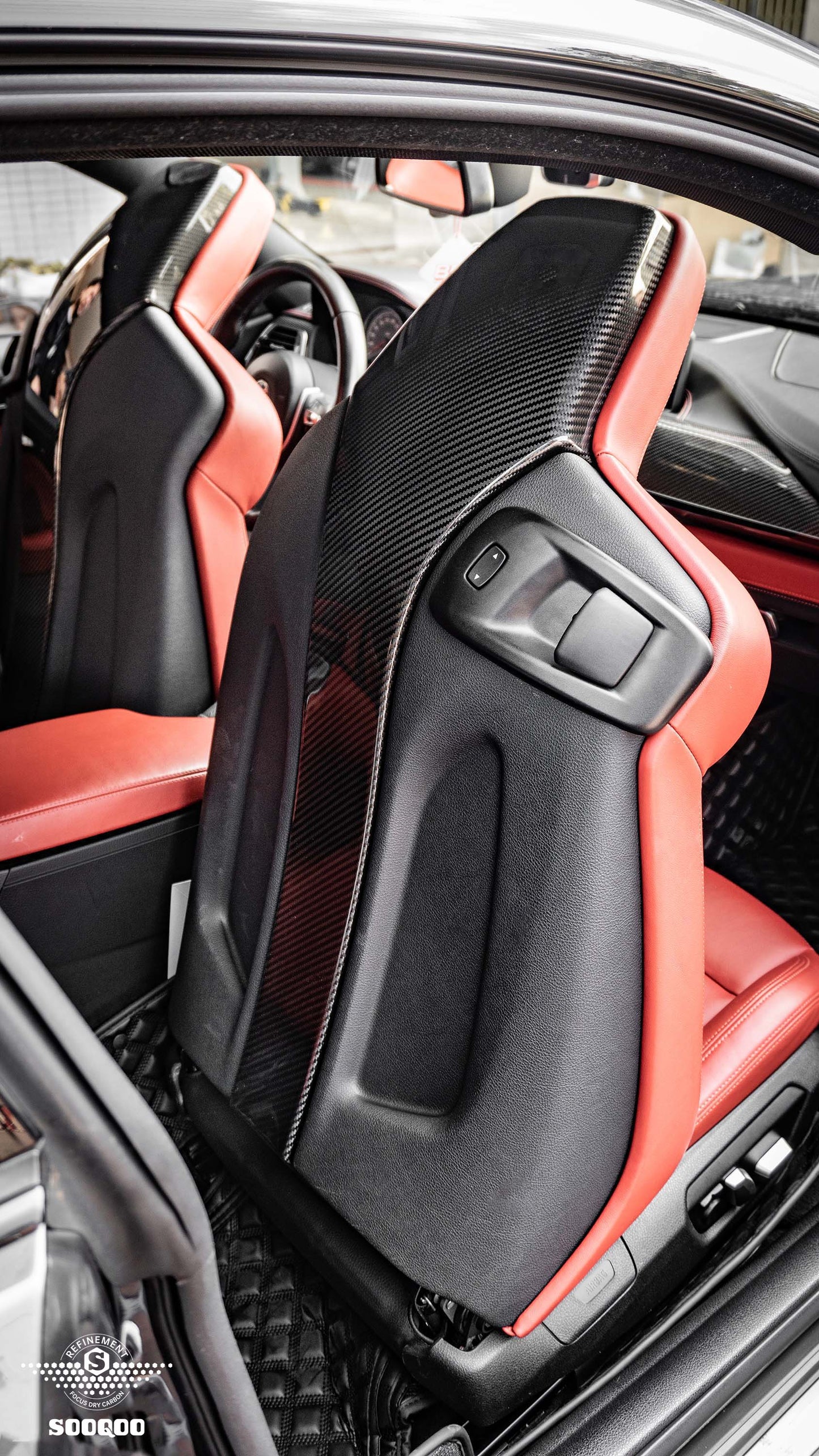 SQ Dry Carbon Fiber - OEM Style 4-PCS Sticky Backrest [BMW M3 F80 | M4 F82]